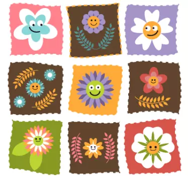 Nálepka pre deti veselé kvetinové vzory - Tenstickers