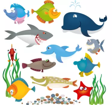 Nálepka s akváriovými zvieratami pre deti - Tenstickers