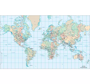 Nálepka s mapou svetových časových pásiem - Tenstickers