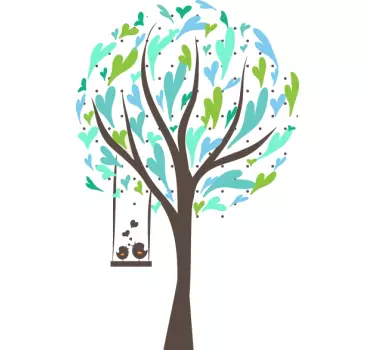 Nálepka so stromami z vtáčích stromov s láskou - Tenstickers