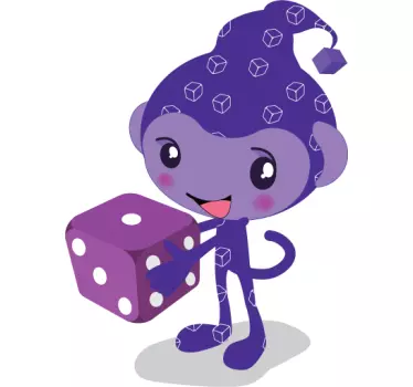 Nálepky fialový škriatok s kockami pre deti - Tenstickers