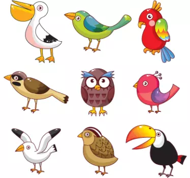 Nálepky na rôzne druhy vtákov - Tenstickers