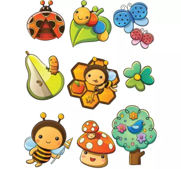 Nálepky pre deti, hmyz a kvety - Tenstickers