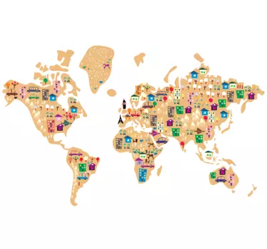 Nástenná obtlačková mapa svetových detských miest - Tenstickers