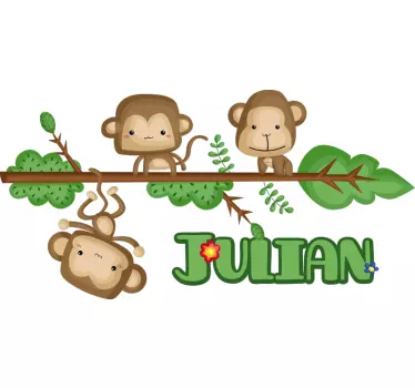 Opice s menom nálepka pre zvieratá - Tenstickers