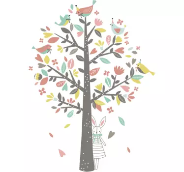 Pastelové jesenné strom ilustrácie nástenné umenie - Tenstickers