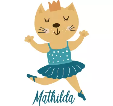 Personalizovaná dekorácia steny nálepky baleríny pre mačky - Tenstickers
