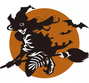 Samolepka na stenu čarodejnice na halloween - Tenstickers