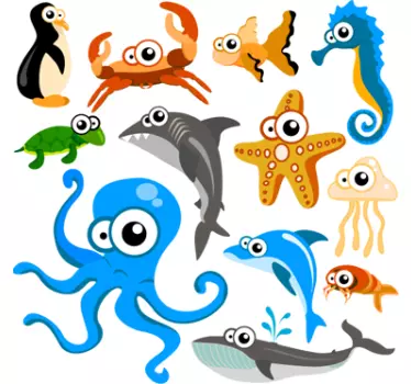 Samolepky kolekcia zvedavých morských tvorov - Tenstickers