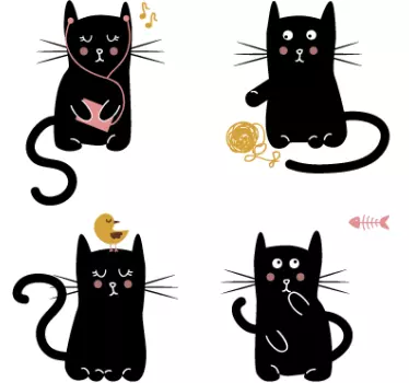 Samolepky na stenu pre čierne mačky - Tenstickers