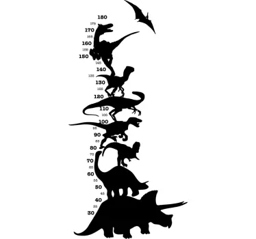 štítok s výškovým grafom dinosaura - Tenstickers