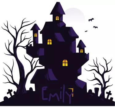 Strašidelný dom s názvom halloween nálepka na stenu - Tenstickers
