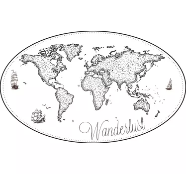 Wanderlust mapa sveta obývacia izba stena dekor - Tenstickers