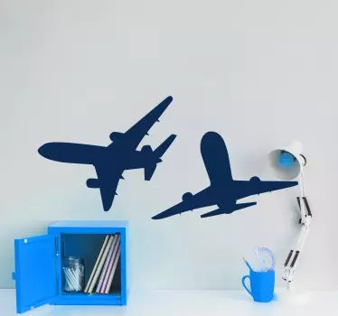 2 lietadlo typu boeing lietajúce na oblohe ilustračné nástenné um - Tenstickers