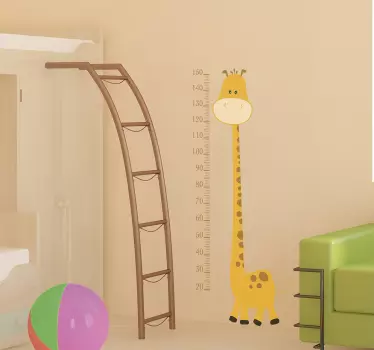 Nálepka pre deti žltá žirafa s výškovým grafom - Tenstickers