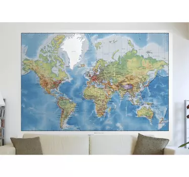 Nálepka so svetovou atlasovou mapou - Tenstickers