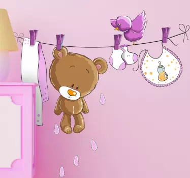 Nálepka s ružovým medveďom pre deti - Tenstickers