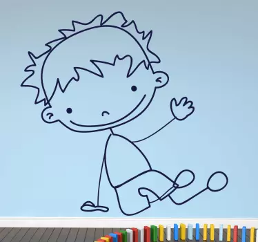 Chlapec sediaci na podlahe - Tenstickers