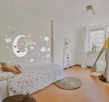 Samolepka na stenu na mieru pre mesiac a hviezdy - Tenstickers
