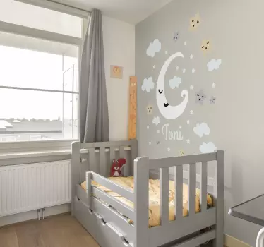 Samolepka na stenu na mieru pre mesiac a hviezdy - Tenstickers