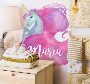 Nálepka pre deti rozmarná ilustrácia jednorožca - Tenstickers