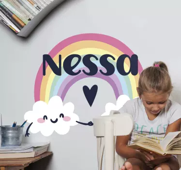 Prispôsobené meno na dúhovej detskej samolepke na stenu - Tenstickers