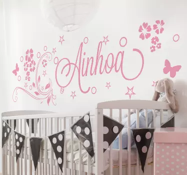Nálepka kvetinová prispôsobiteľná meno nálepka kvetinová nálepka  - Tenstickers
