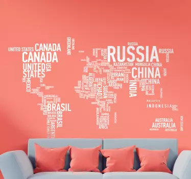 Nálepka s textom na mape sveta - Tenstickers
