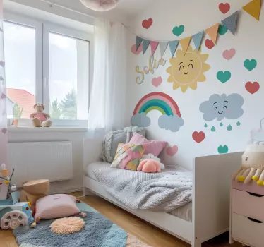 Ilustrovane nalepky na stenu šťastný východ slnka - Tenstickers