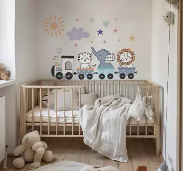 Ilustrovane nalepky na stenu šťastné zvieratá trénujú - Tenstickers