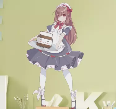 Anime dievča s nutellou kreslený samolepka na stenu - Tenstickers