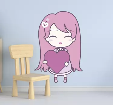 Anime dievča so samolepkou na stenu - Tenstickers