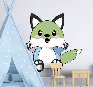 Anime farebná líška karikatúra samolepka na stenu - Tenstickers