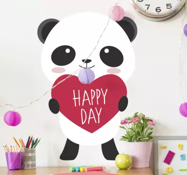 Anime panda na šťastný deň ilustrácie nástenné umenie - Tenstickers