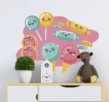 Anime sladkosti raj karikatúra nálepka na stenu - Tenstickers