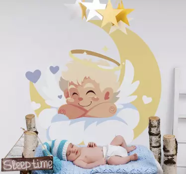 Anjel spiaci na mesiaci ilustrácia nástenné umenie - Tenstickers