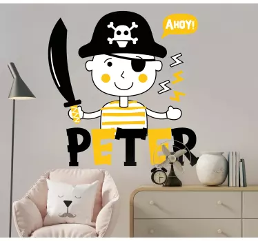 Baby boy pirátska šálka detská Nálepky na stenu do spálne - Tenstickers