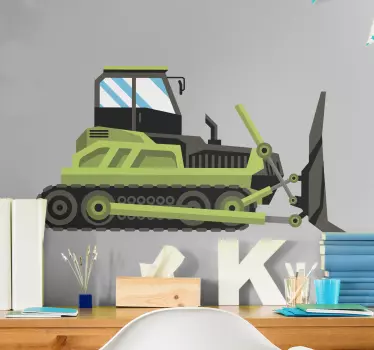 Bager buldozér zelený karikatúra pre deti obtlačok hračka - Tenstickers
