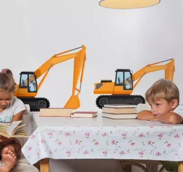 Bager dva kreslené stroje hračka obtlačok - Tenstickers