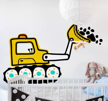 Bager jednoduchý kreslený žltý a čierny obtlačok hračky - Tenstickers