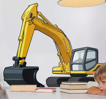 Bager karikatúra žltá 3d stroj deti hračka obtisky - Tenstickers