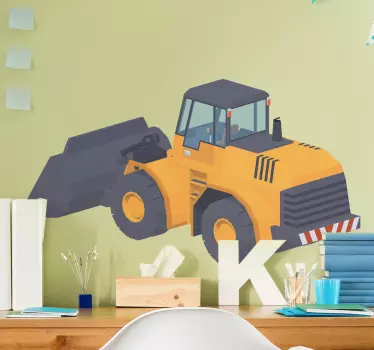 Bager kreslený buldozér 3d pre deti obtisky hračiek - Tenstickers