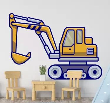 Bager typická žltá pre deti detská samolepka na stenu do spálne - Tenstickers
