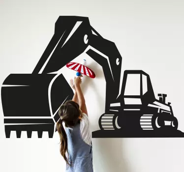 Bager veľká čierna detská spálňa samolepka na stenu - Tenstickers