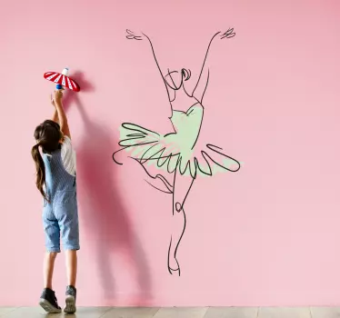 Baletka v póze čiarové ilustrácie nástenné umenie - Tenstickers