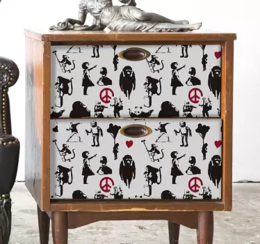 Nálepka na nábytok s tanečným vzorom Banksy - Tenstickers