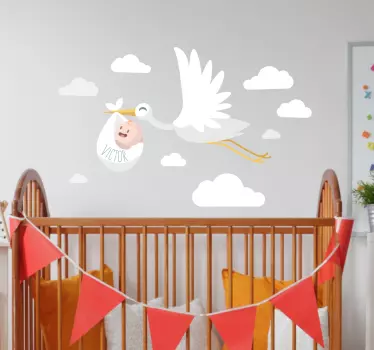 Bocian s baby samolepky na stenu pre dieťa - Tenstickers