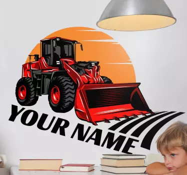 červený traktor, veľký štítok so štítkom na mieru - Tenstickers