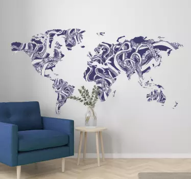 Chobotnica textúra mapa sveta nálepka na mapu sveta - Tenstickers