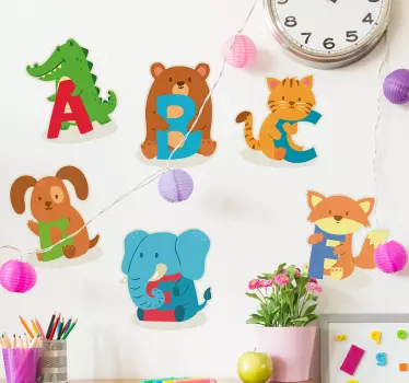 Deti abeceda zvieratá abeceda nástenné nálepky - Tenstickers